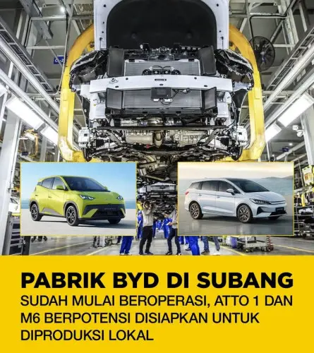September 2026 BYD meresmikan Pabrikan di subang unit ATTO 1 dan M6 DM sudah CKD buatan subang